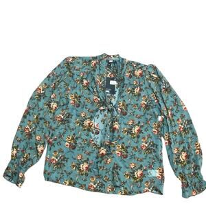 PAIGE Clemency Silk Blouse Green Size Medium NWT